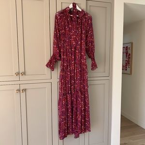 Sabina Musayev “Cherry Dress” long pink floral maxi dress, gown